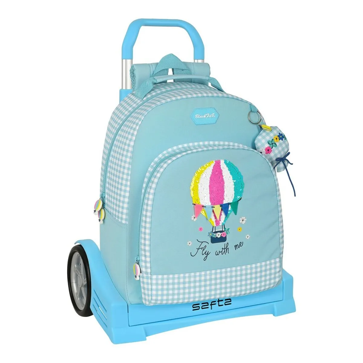 Trolley per la Scuola BlackFit8 Fly with me Bianco Blu cielo 32 x 42 x 15 cm