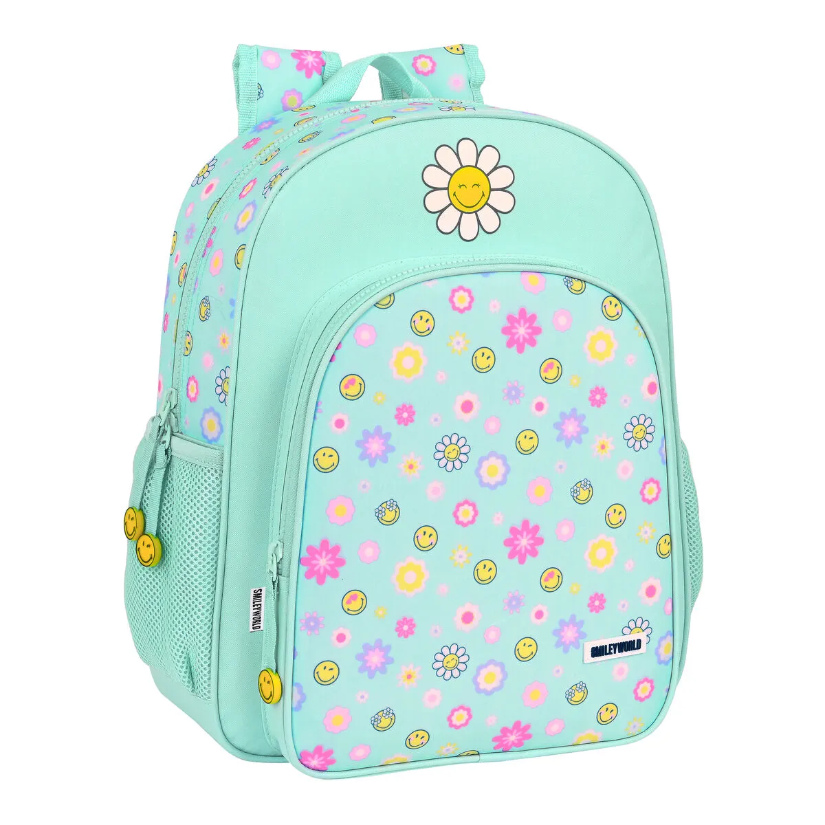 Zaino Scuola Smiley Summer fun Turchese (32 x 38 x 12 cm)