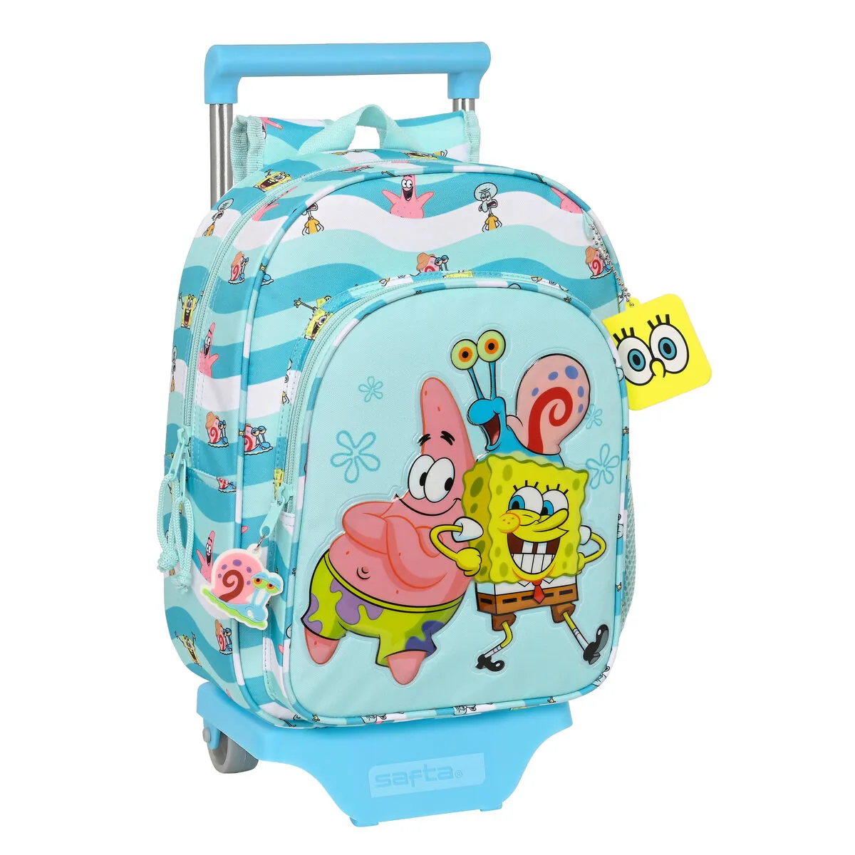 Trolley per la Scuola 3D Spongebob Stay positive Azzurro Bianco 26 x 34 x 11 cm