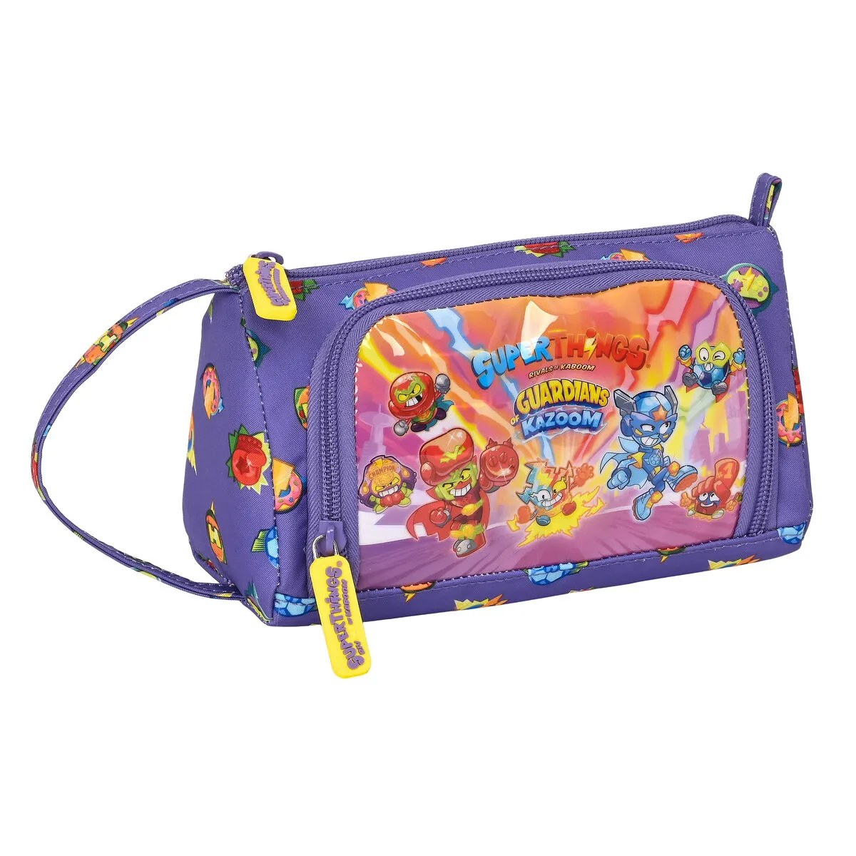 Astuccio per la Scuola con Accessori SuperThings Guardians of Kazoom Giallo Viola (32 Pezzi)