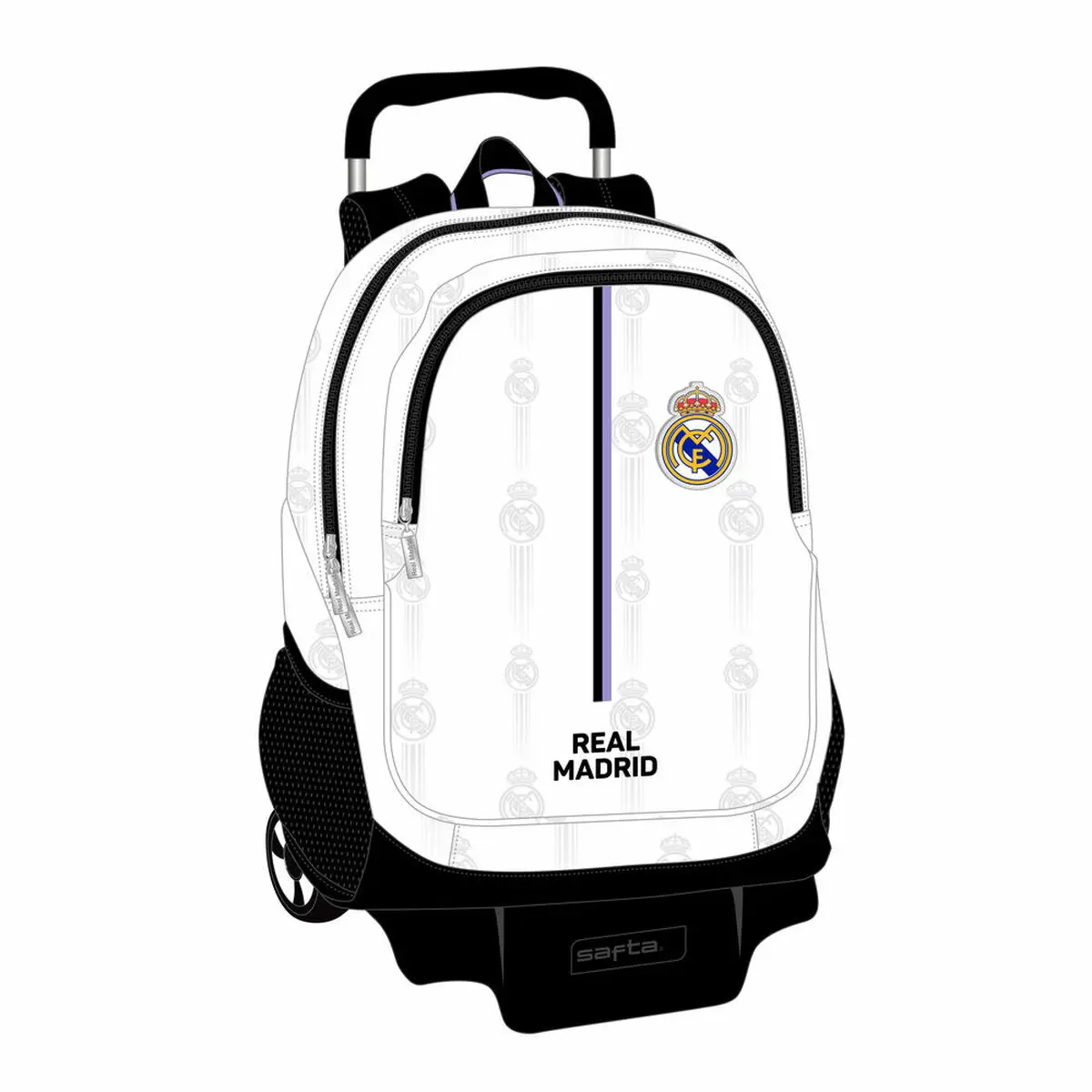 Trolley per la Scuola Real Madrid C.F. Nero Bianco (32 x 44 x 16 cm)