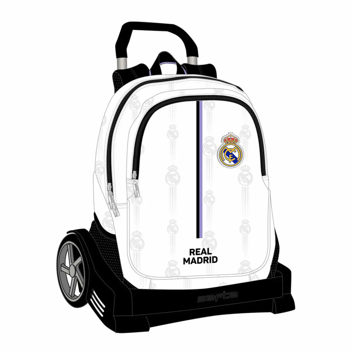 Trolley per la Scuola Real Madrid C.F. Nero Bianco (32 x 44 x 16 cm)