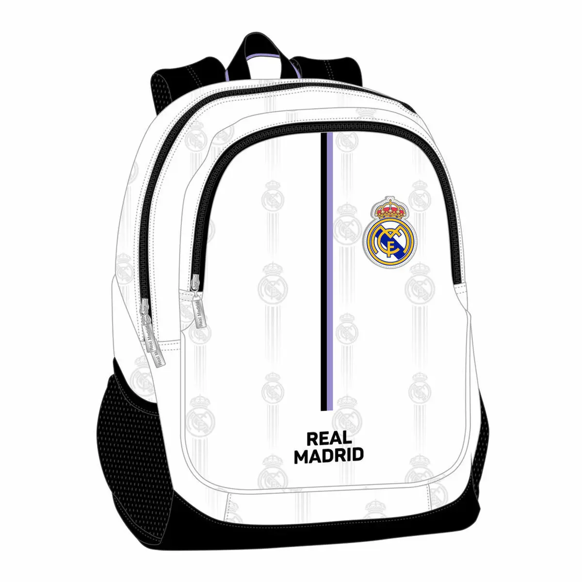 Zaino Scuola Real Madrid C.F. Nero Bianco (32 x 44 x 16 cm)