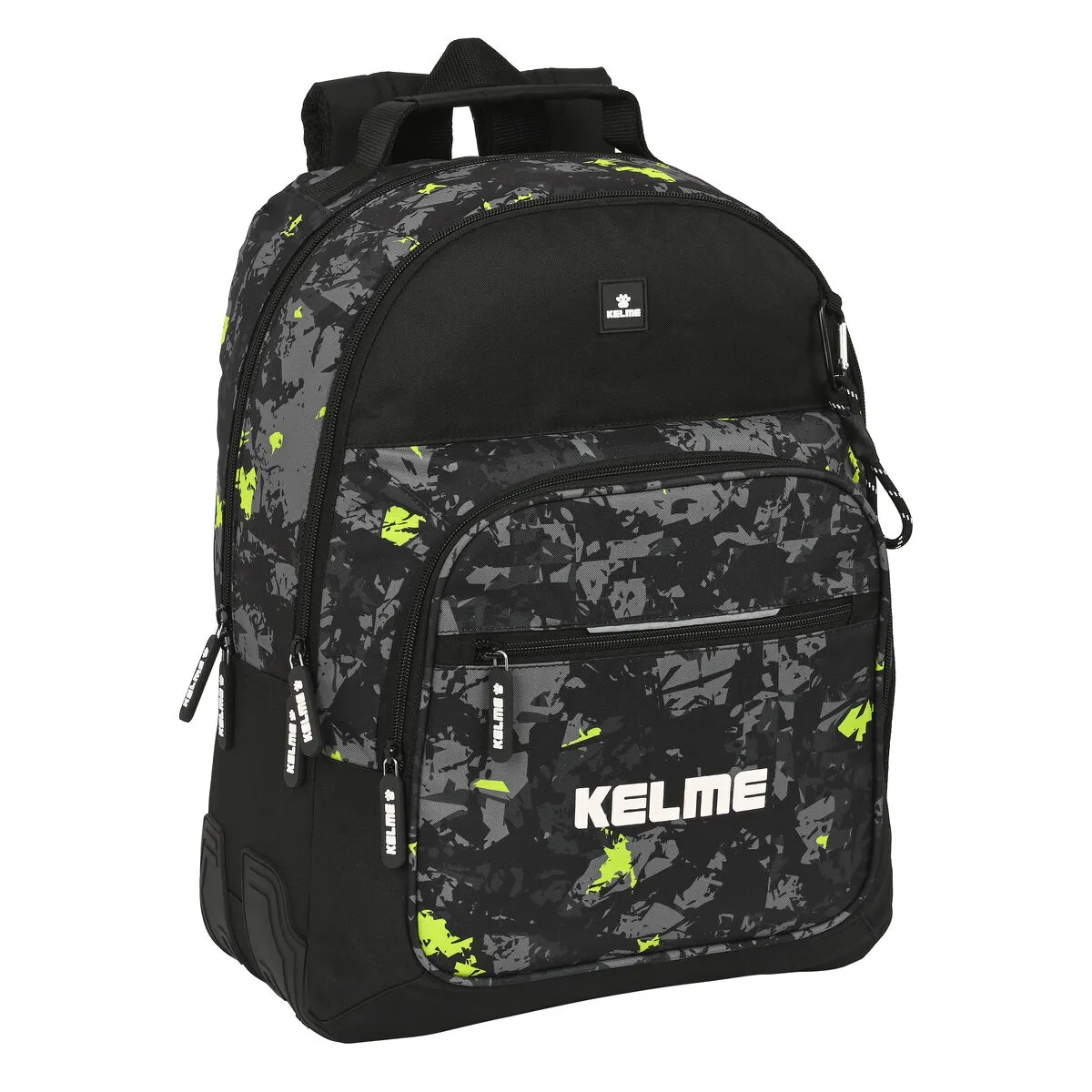 Zaino Scuola Kelme Jungle Nero Grigio Lime (32 x 42 x 15 cm)