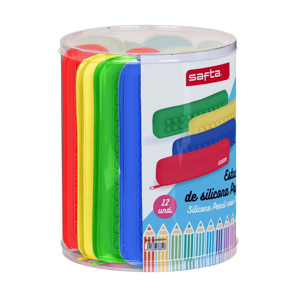 Astuccio Scuola Safta Pop It Multicolore Stretto (12 Pezzi)