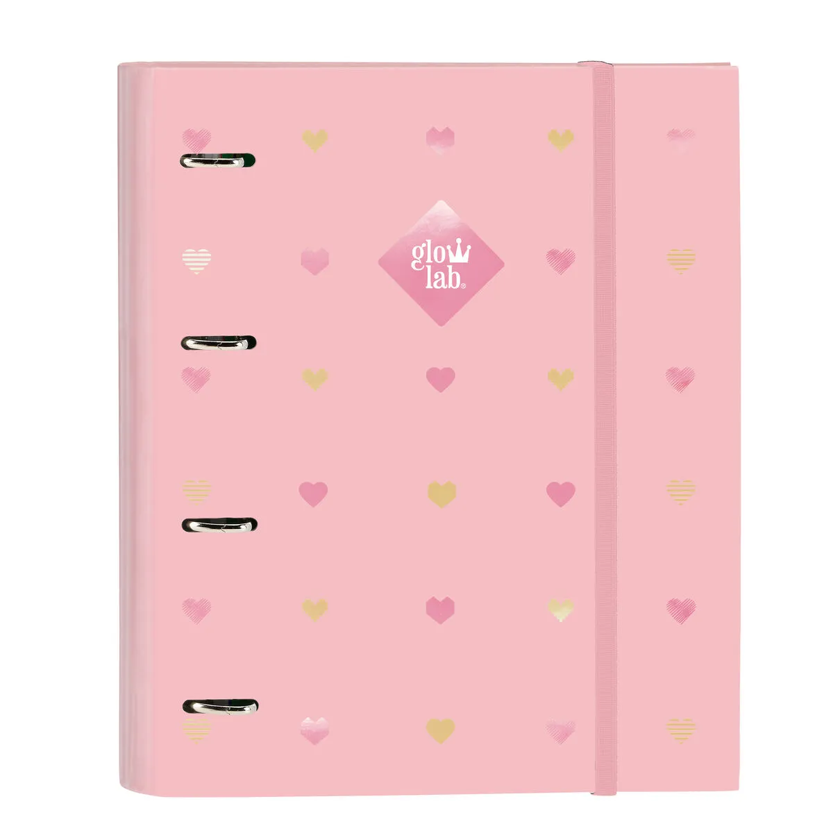 Raccoglitore ad anelli Glow Lab Hearts Rosa (27 x 32 x 3.5 cm)