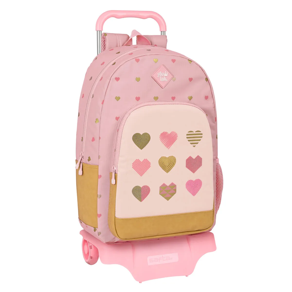 Trolley per la Scuola Glow Lab Hearts Rosa 30 x 46 x 14 cm