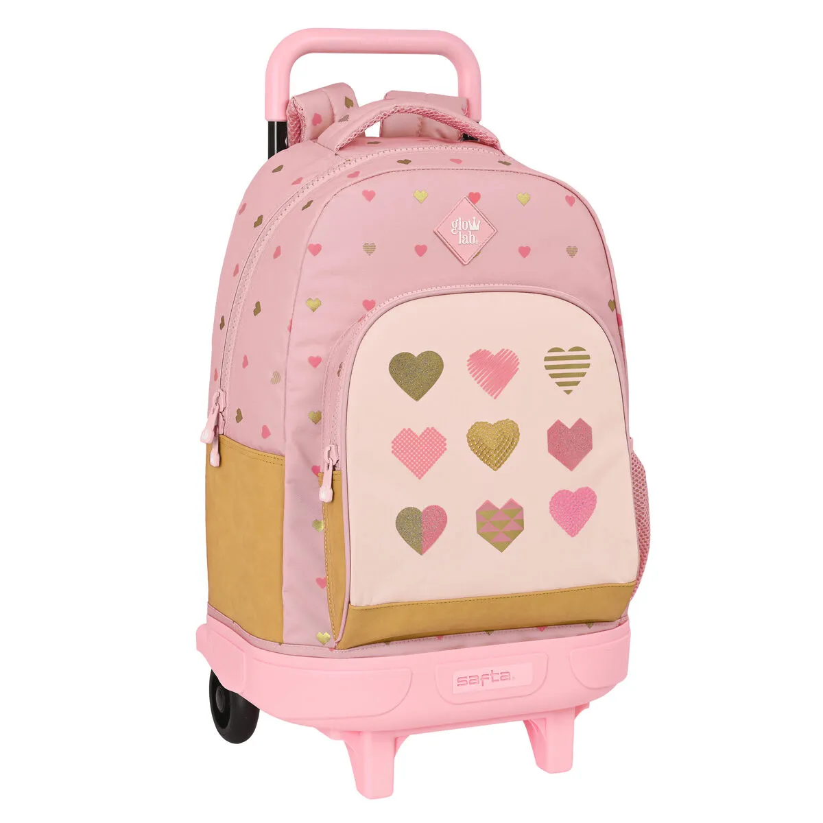 Trolley per la Scuola Glow Lab Hearts Rosa 33 X 45 X 22 cm