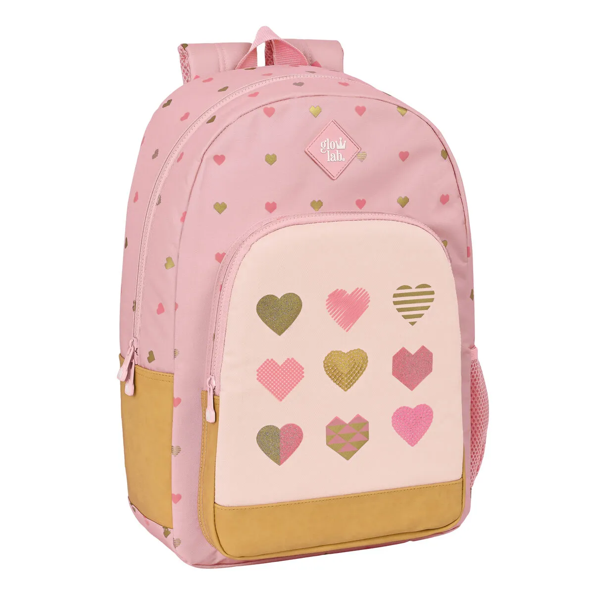 Zaino Scuola Glow Lab Hearts Rosa 30 x 46 x 14 cm