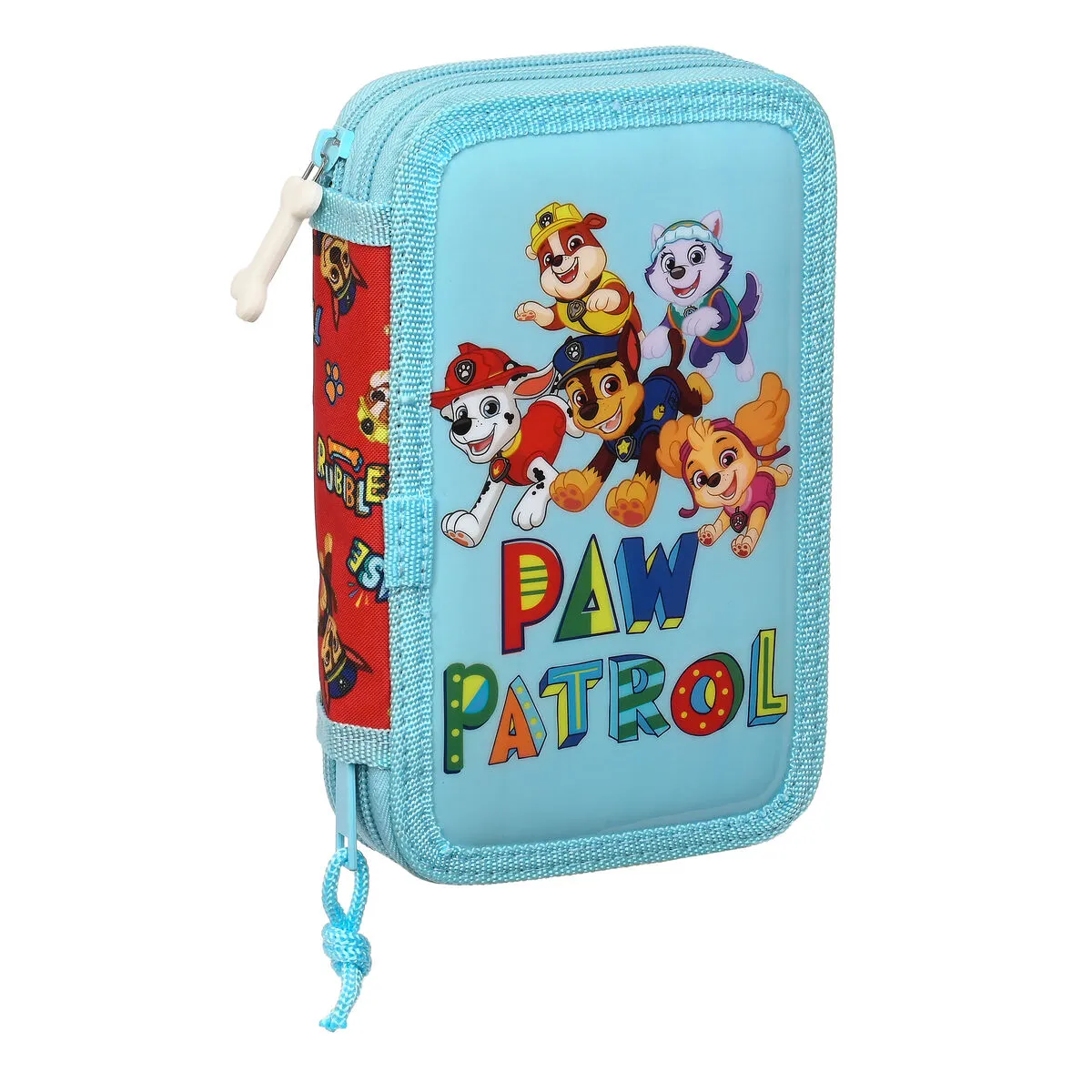 Astuccio per la Scuola con Accessori The Paw Patrol Funday Azzurro Rosso 12.5 x 19.5 x 4 cm (28 Pezzi)