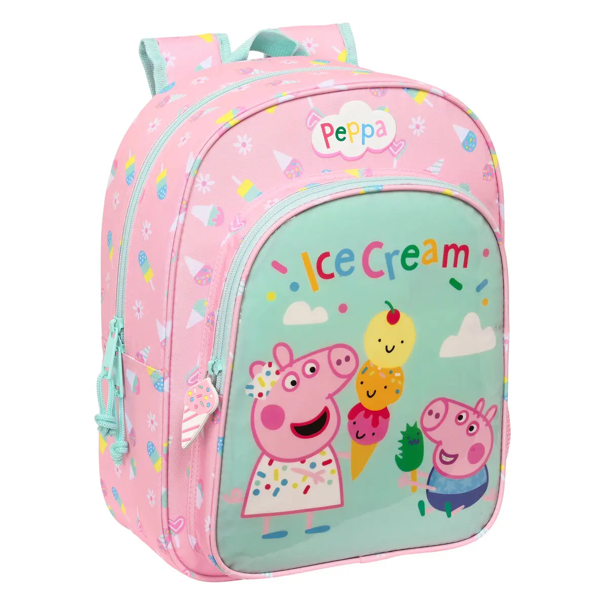 Zaino Scuola Peppa Pig Ice cream Rosa Menta 26 x 34 x 11 cm