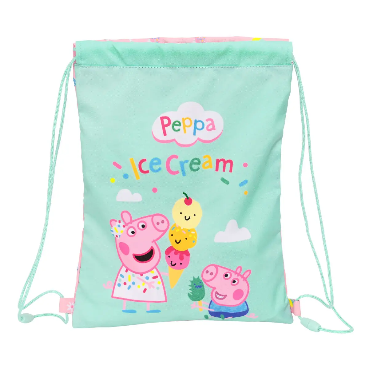 Zainetto con Cordini Peppa Pig Ice cream Rosa Menta 26 x 34 x 1 cm