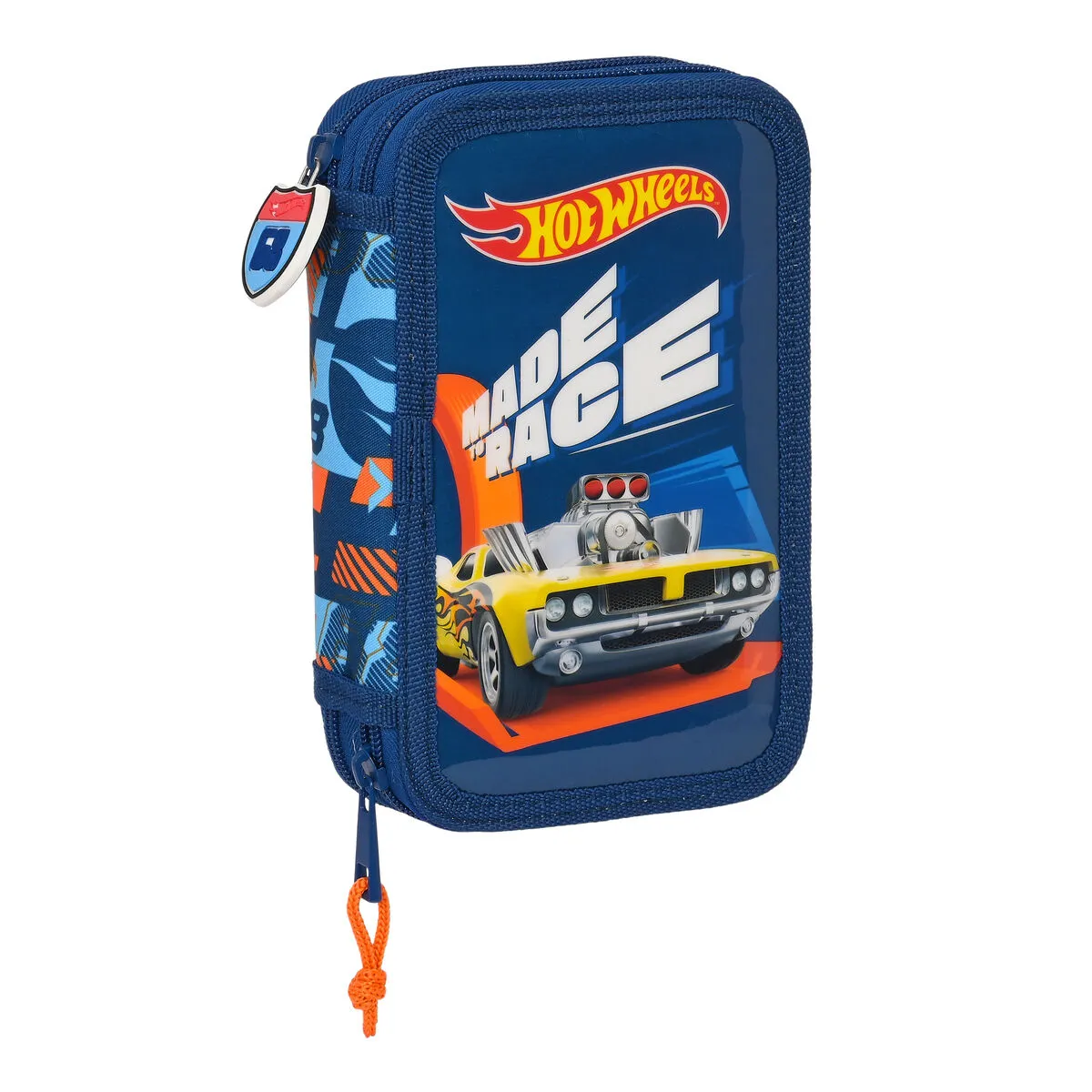 Astuccio per la Scuola con Accessori Hot Wheels Speed club Arancio Blu Marino 12.5 x 19.5 x 4 cm (28 Pezzi)