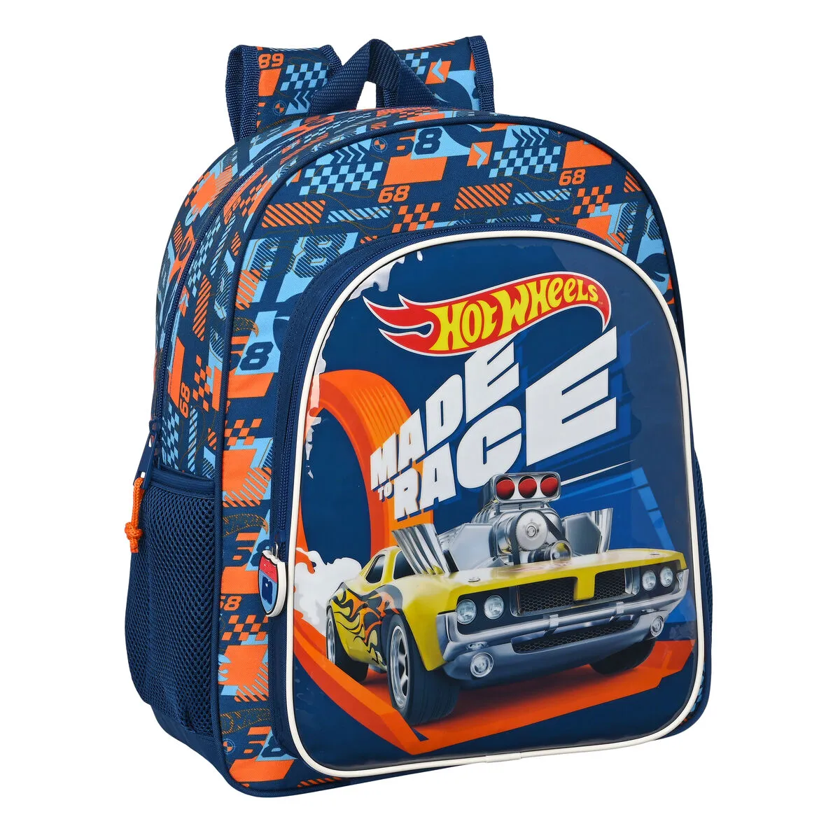 Zaino Scuola Hot Wheels Speed club Arancio Blu Marino (32 x 38 x 12 cm)