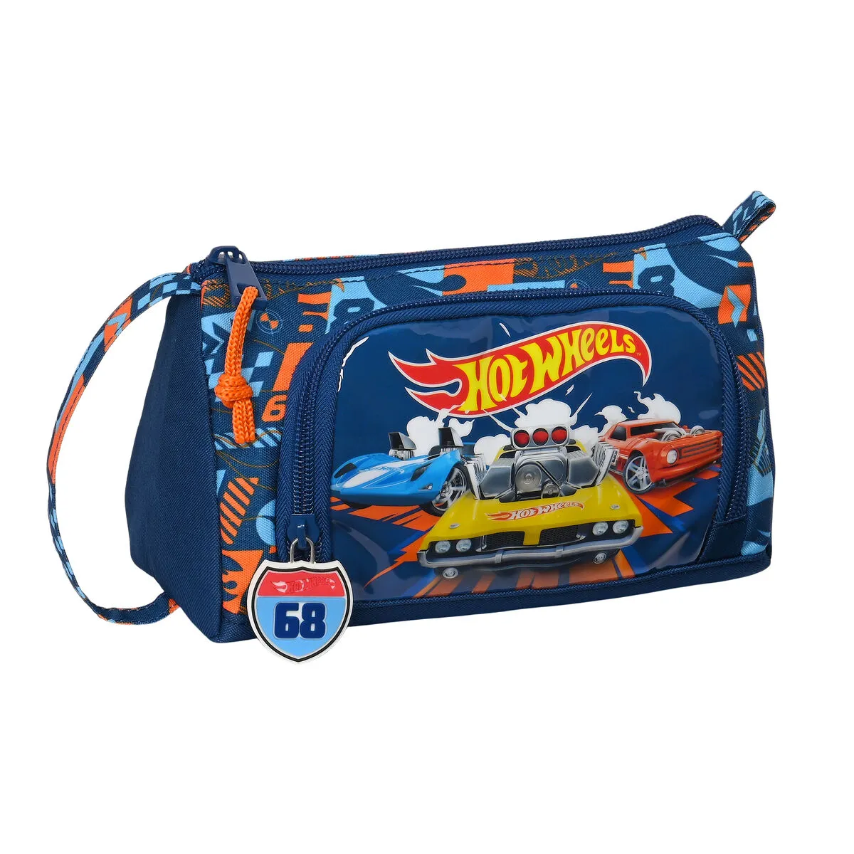 Astuccio per la Scuola con Accessori Hot Wheels Speed club Arancio 20 x 11 x 8.5 cm (32 Pezzi)