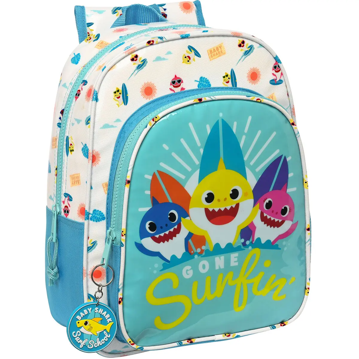 Zaino Scuola Baby Shark Surfing Azzurro Bianco 26 x 34 x 11 cm