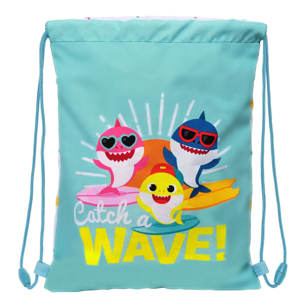 Zainetto con Cordini Baby Shark Surfing Azzurro Bianco 26 x 34 x 1 cm