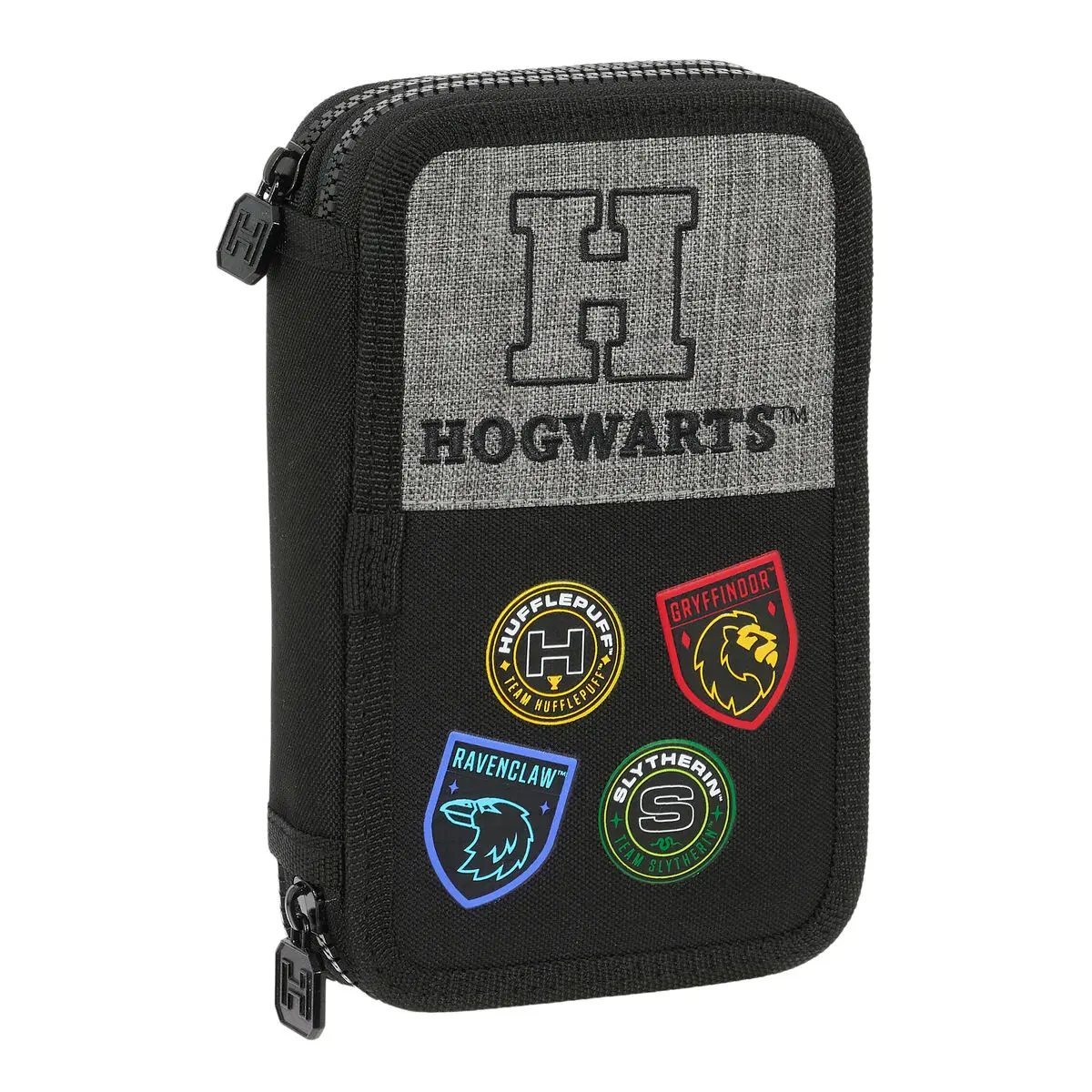 Astuccio Doppio Harry Potter House of champions Nero Grigio 12.5 x 19.5 x 4 cm (28 Pezzi)