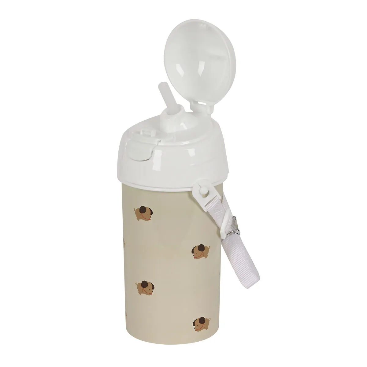 Bottiglia con Tappo e Cannuccia Safta Puppy Beige PVC 500 ml