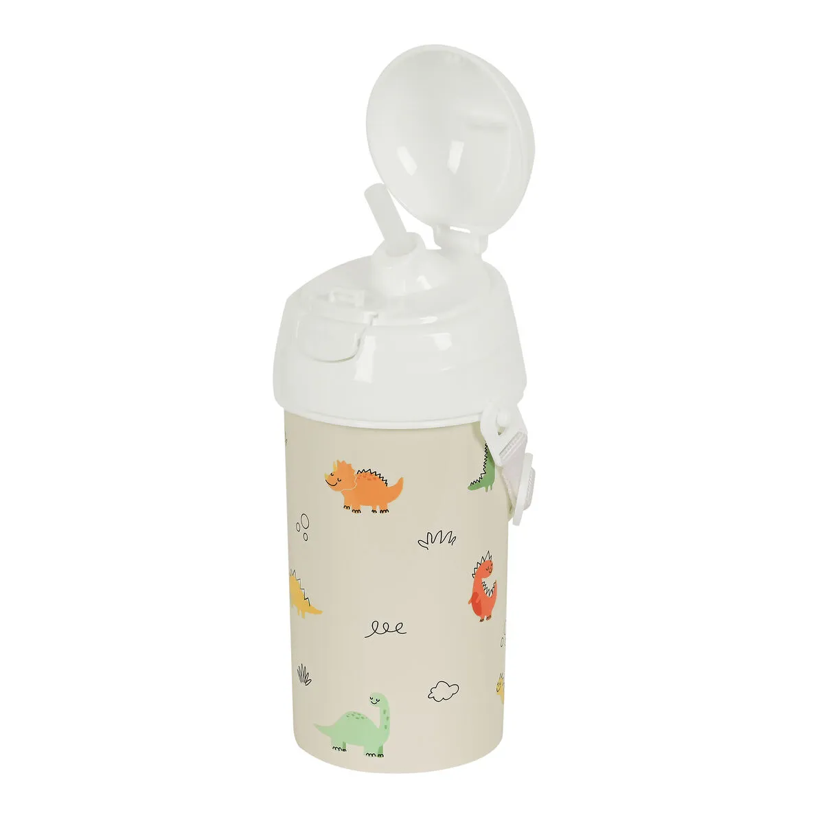 Bottiglia con Tappo e Cannuccia Safta Dinos Crema PVC 500 ml