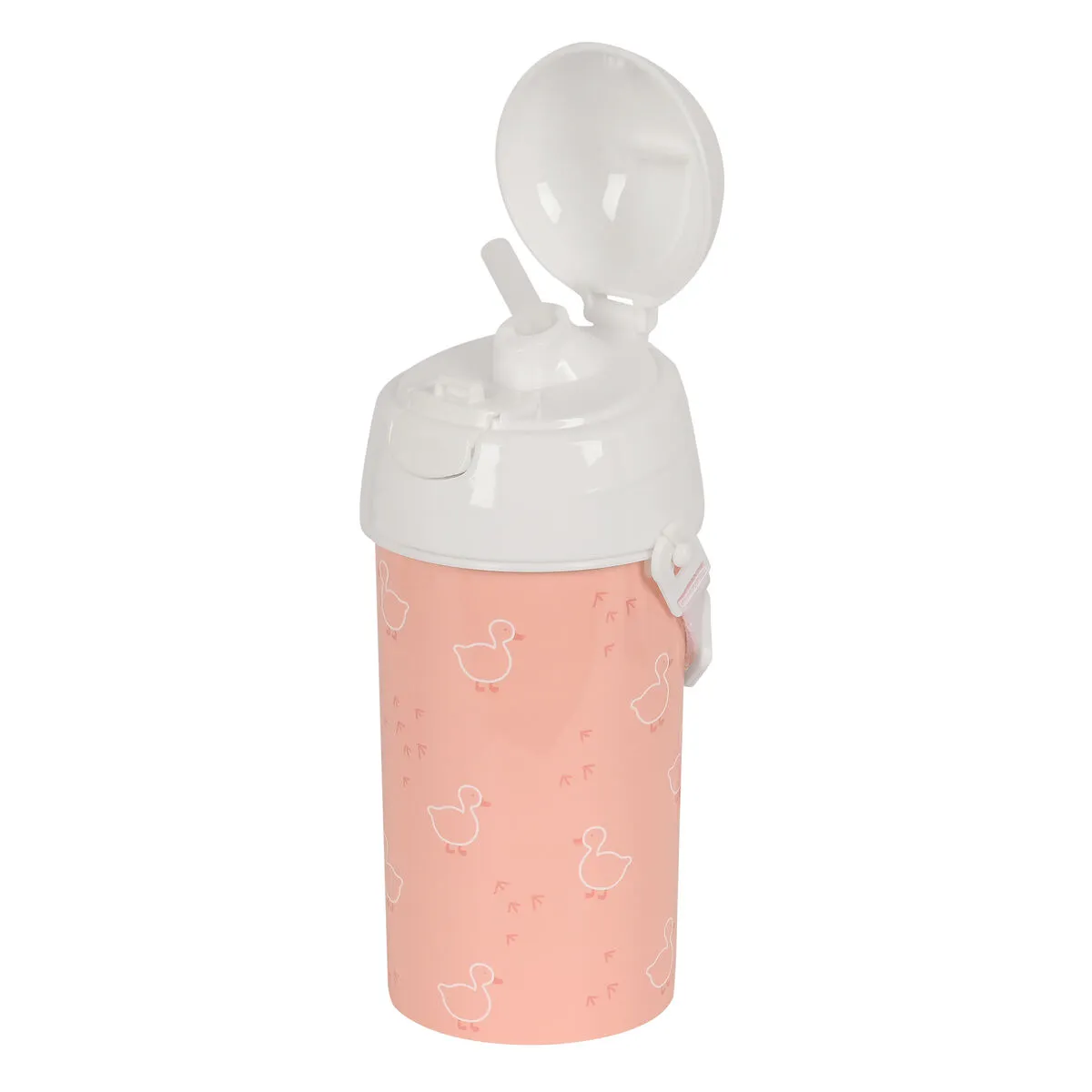 Bottiglia con Tappo e Cannuccia Safta Patito Rosa PVC 500 ml