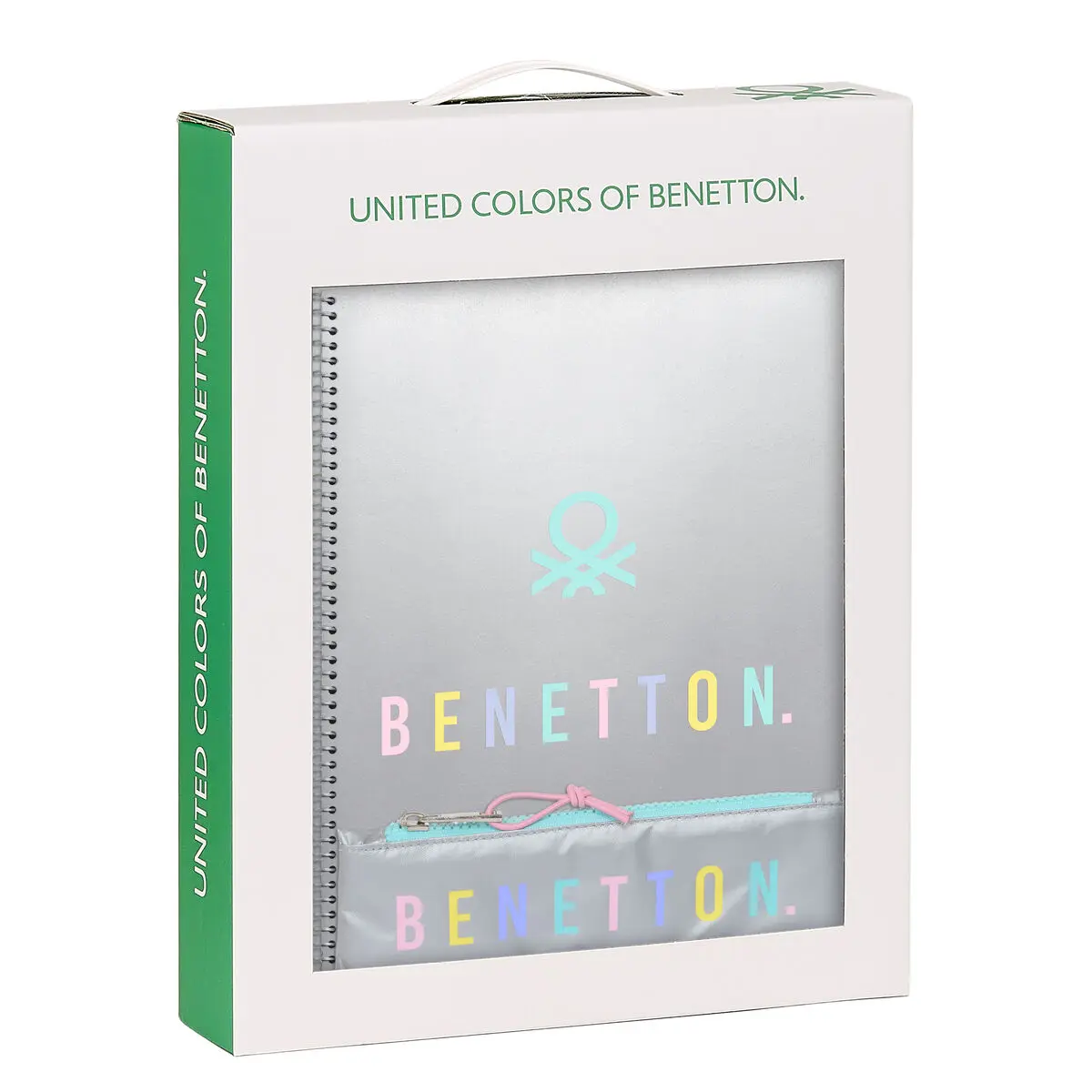 Set di Cancelleria Benetton Silver Argentato A4 3 Pezzi