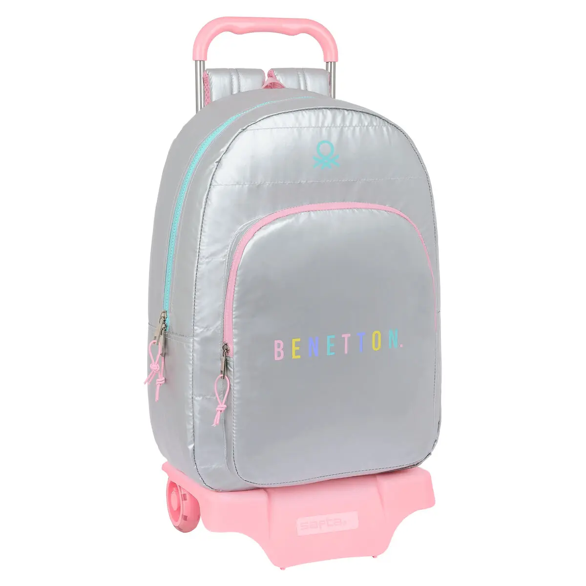 Trolley per la Scuola Benetton Silver Trapunta Argentato 30 x 46 x 14 cm