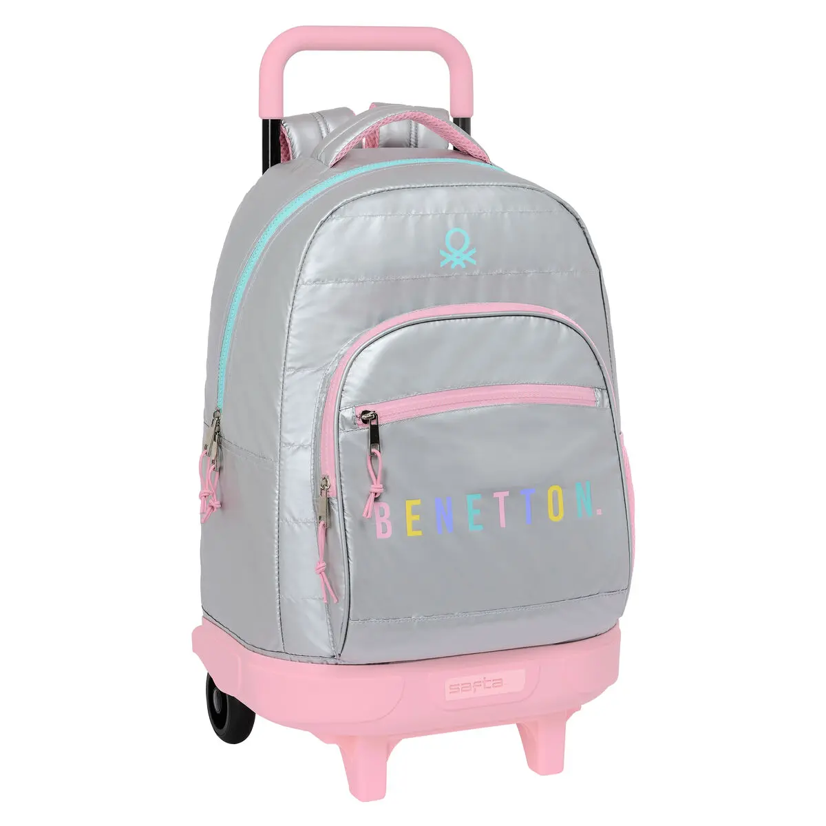 Trolley per la Scuola Benetton Silver Trapunta Argentato 33 X 45 X 22 cm