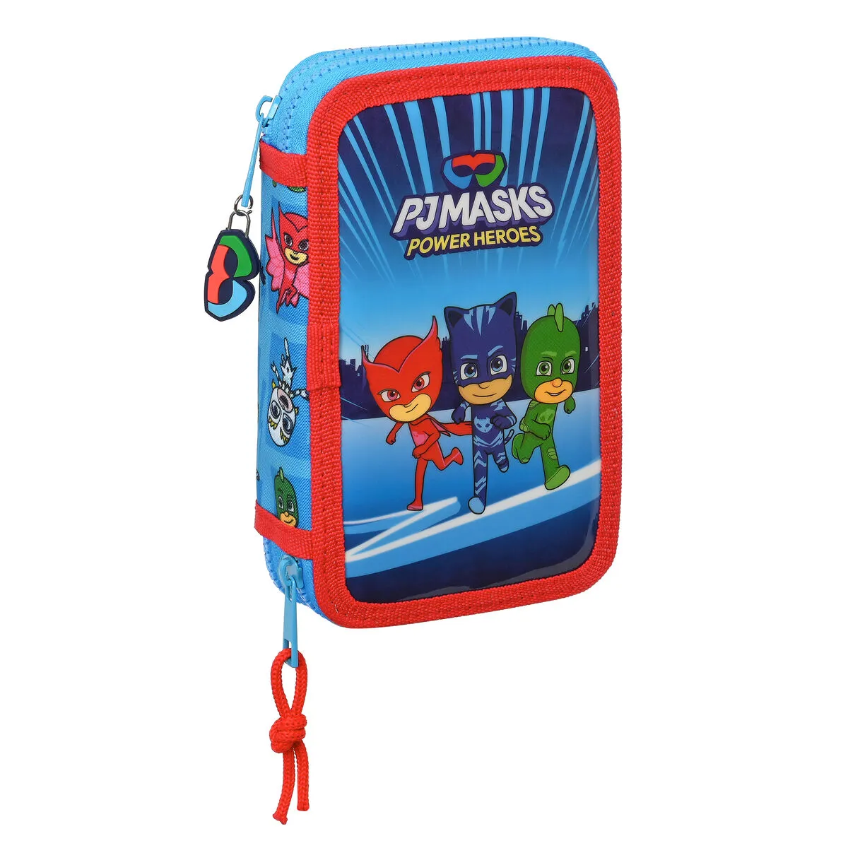 Astuccio Doppio PJ Masks Azzurro 12.5 x 19.5 x 4 cm (28 Pezzi)