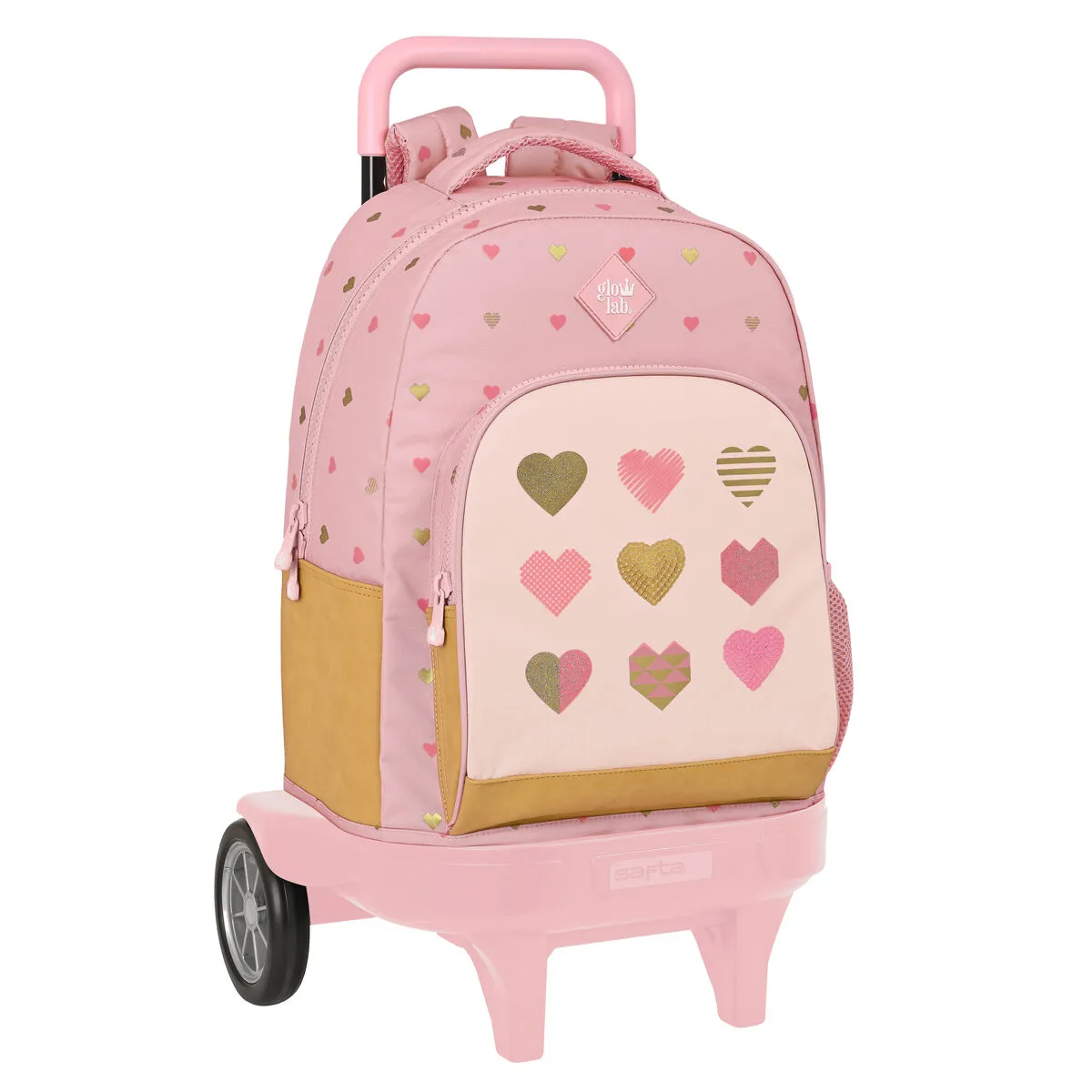 Trolley per la Scuola Glow Lab Hearts Rosa 33 X 45 X 22 cm