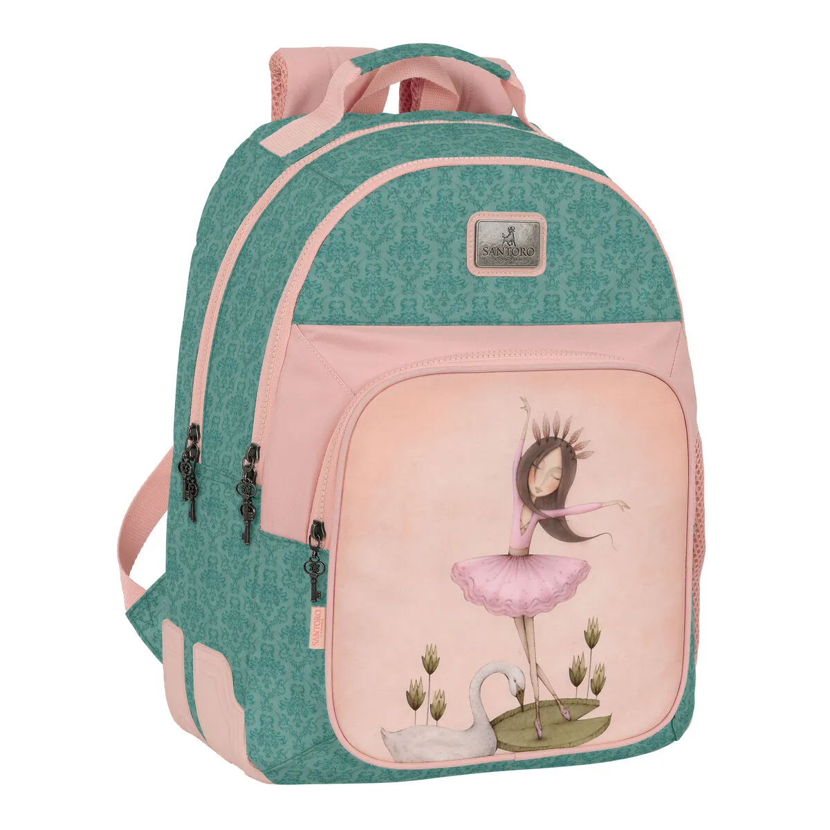 Zaino Scuola Santoro Swan lake Grigio Rosa 32 x 42 x 15 cm