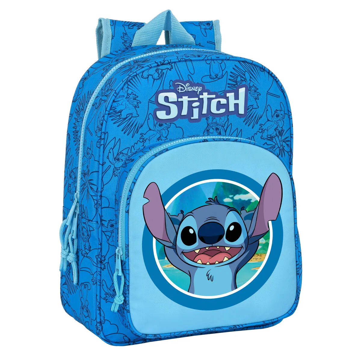 Zaino Scuola Stitch Azzurro 26 x 34 x 11 cm