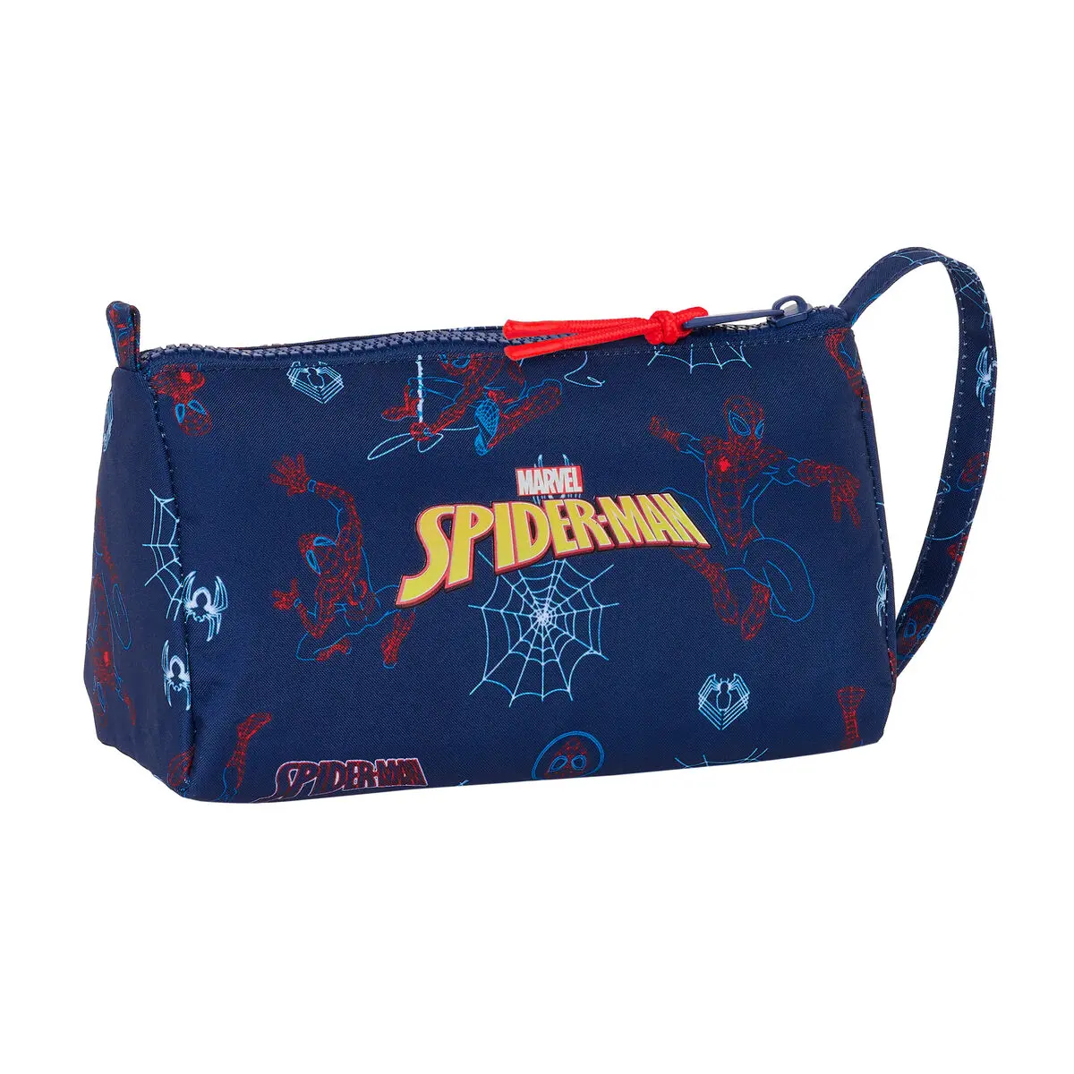 Astuccio per la Scuola con Accessori Spider-Man Neon Blu Marino 20 x 11 x 8.5 cm (32 Pezzi)