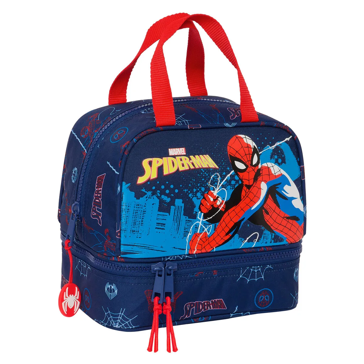 Portamerenda Spider-Man Neon Blu Marino 20 x 20 x 15 cm