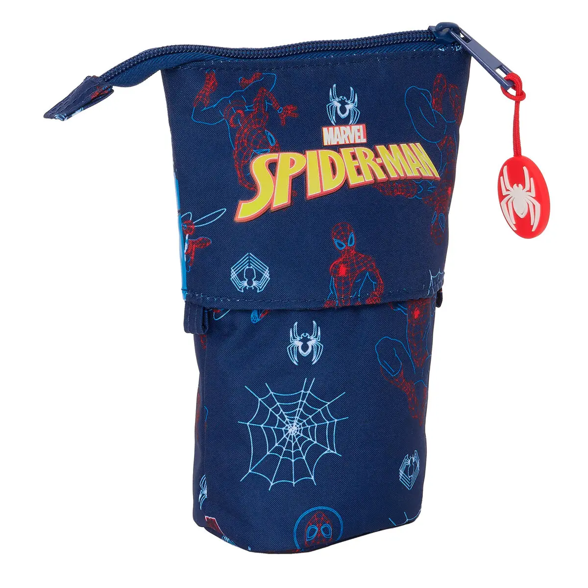 Astuccio Portapenne Spider-Man Neon Blu Marino 8 x 19 x 6 cm