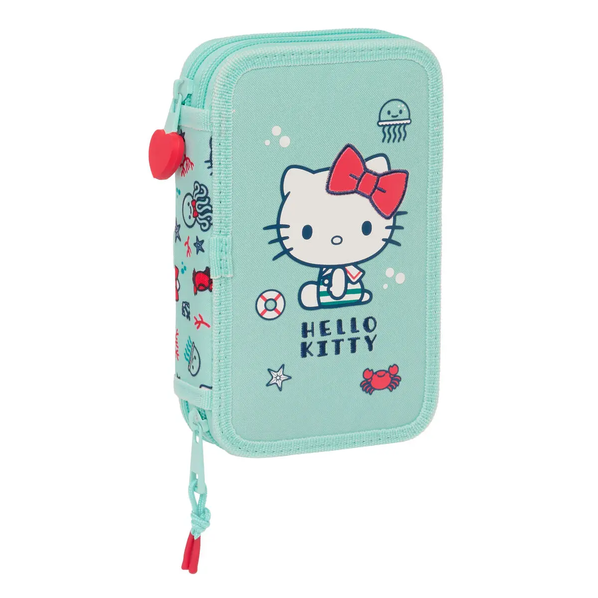 Astuccio Doppio Hello Kitty Sea lovers Turchese 12.5 x 19.5 x 4 cm (28 Pezzi)