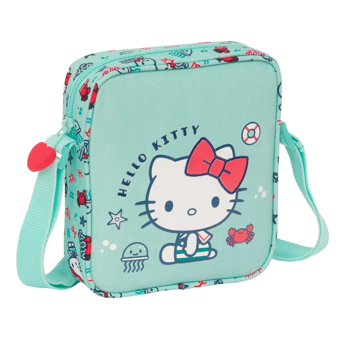 Borsa a Tracolla Hello Kitty Sea lovers Turchese 16 x 18 x 4 cm