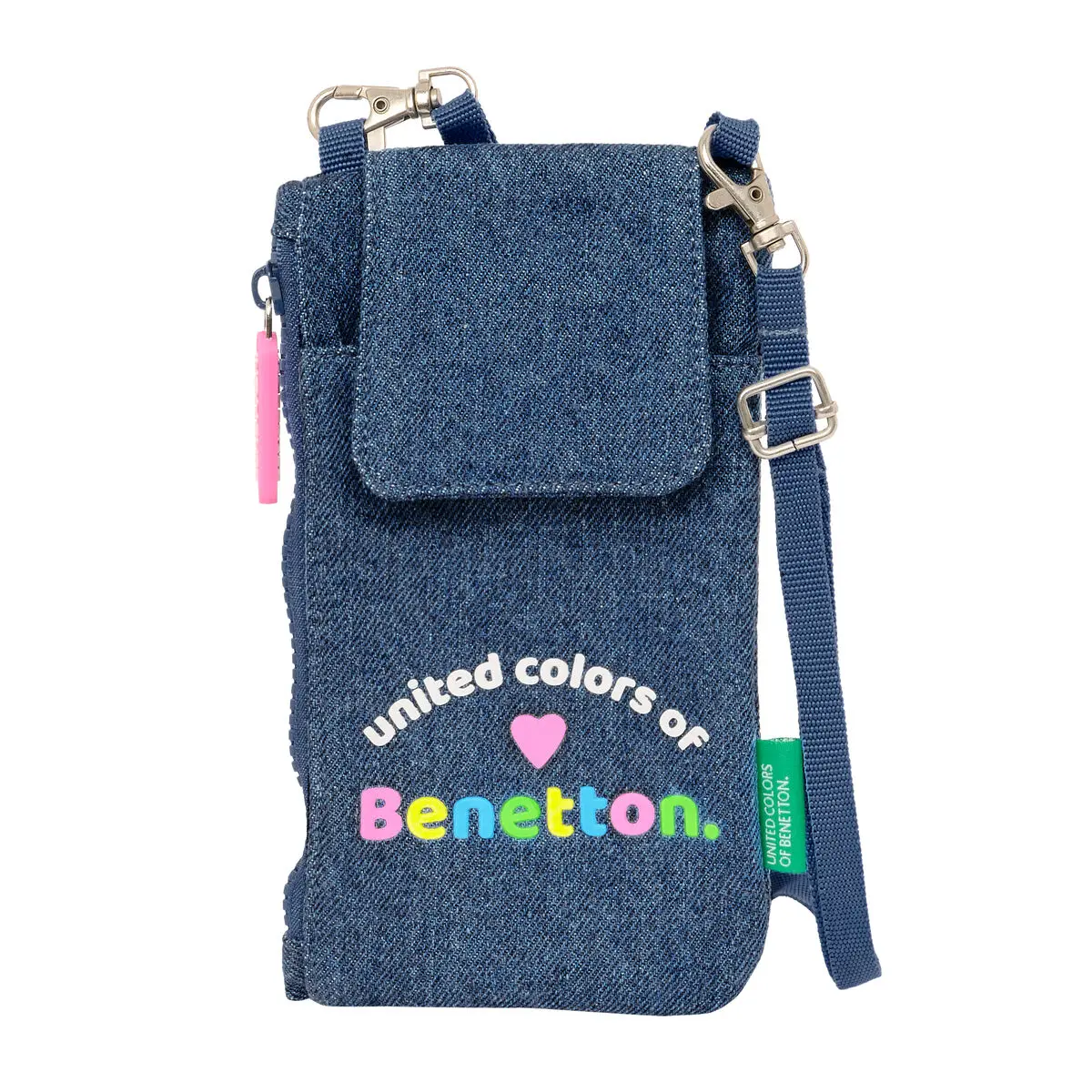 Portamonete Benetton Denim Borsa per Cellulare Azzurro