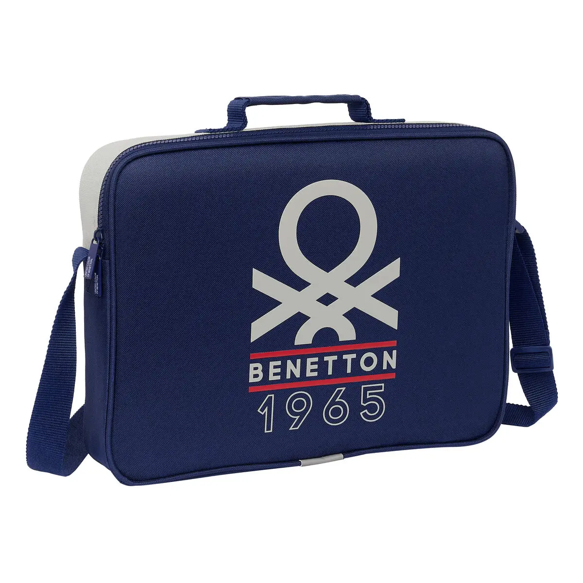 Borsa per la scuola Benetton Varsity Grigio Blu Marino 38 x 28 x 6 cm