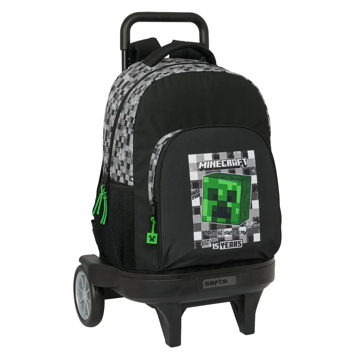 Trolley per la Scuola Minecraft Nero Verde Grigio 33 X 45 X 22 cm