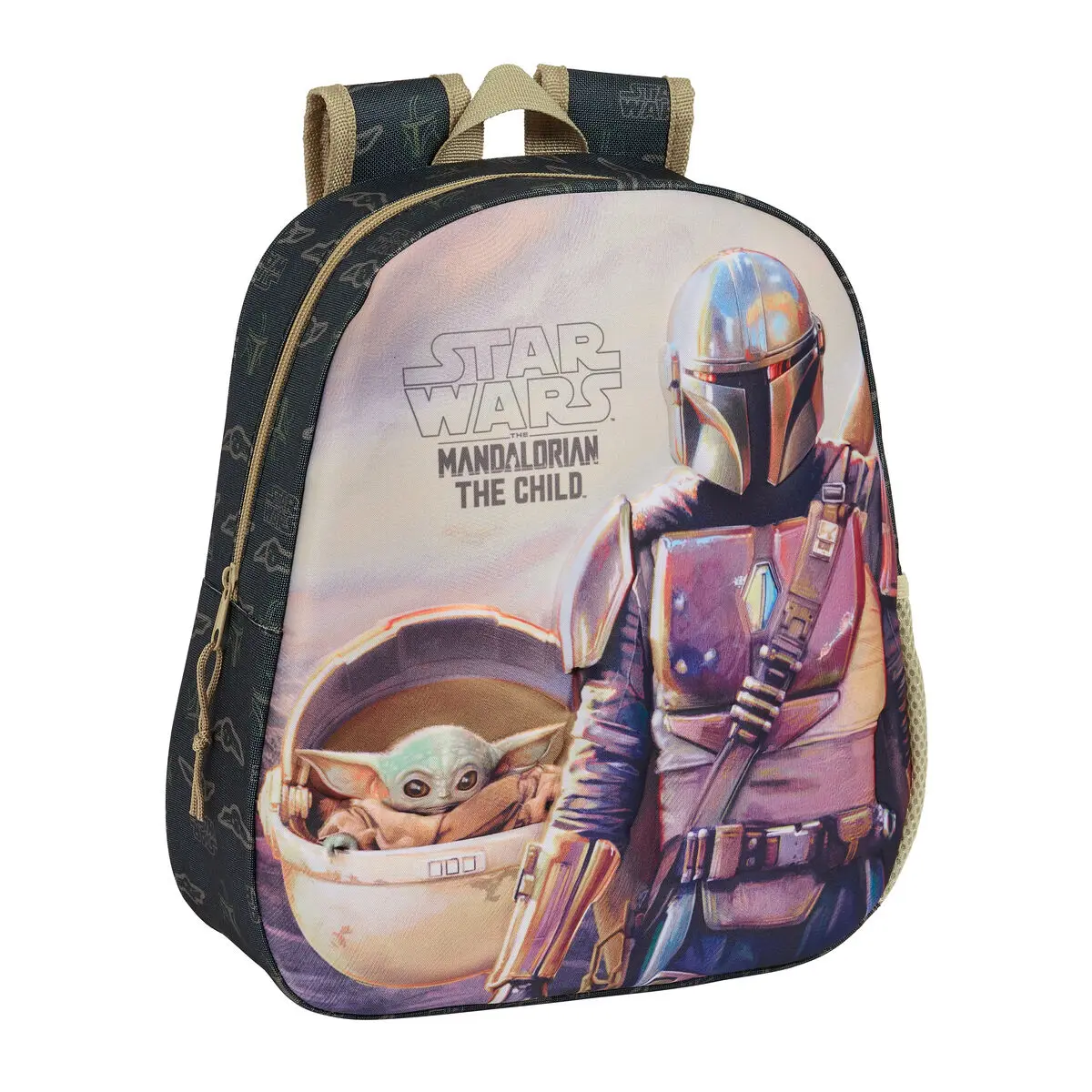 Zaino per Bambini 3D The Mandalorian Nero Beige 27 x 33 x 10 cm