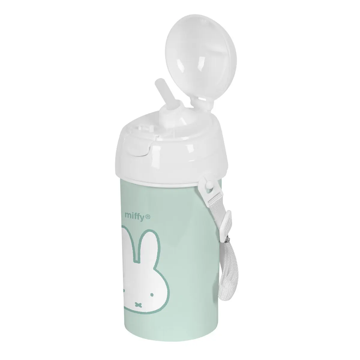 Bottiglia con Tappo e Cannuccia Miffy Menta PVC 500 ml