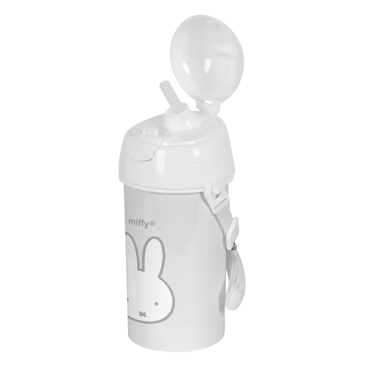 Bottiglia con Tappo e Cannuccia Miffy Niebla Grigio PVC 500 ml