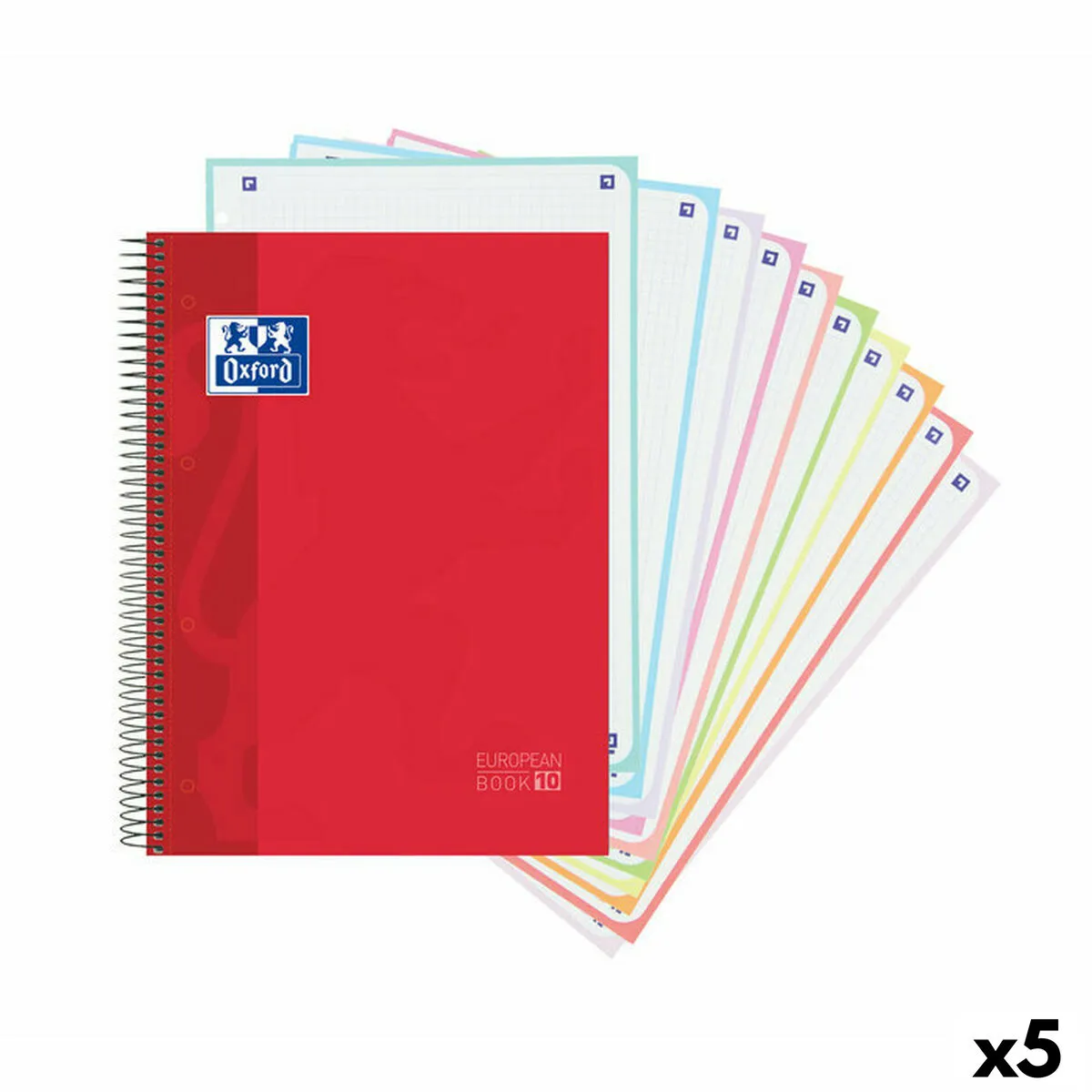 Quaderno Oxford Europeanbook 10 School Classic Rosso A4 150 Fogli (5 Unità)