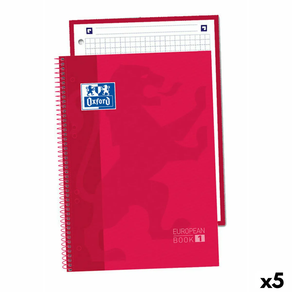 Quaderno Oxford Europeanbook 1 Rosso A5 80 Pagine (5 Unità)