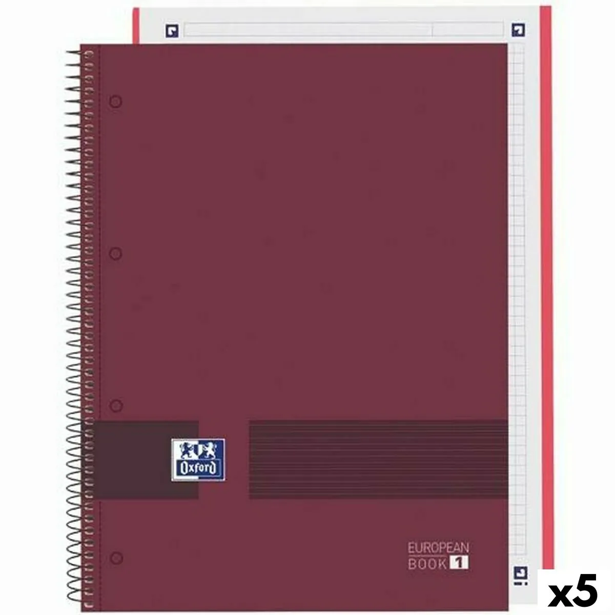 Quaderno Oxford European Book Write&Erase Bordeaux A4 (5 Unità)