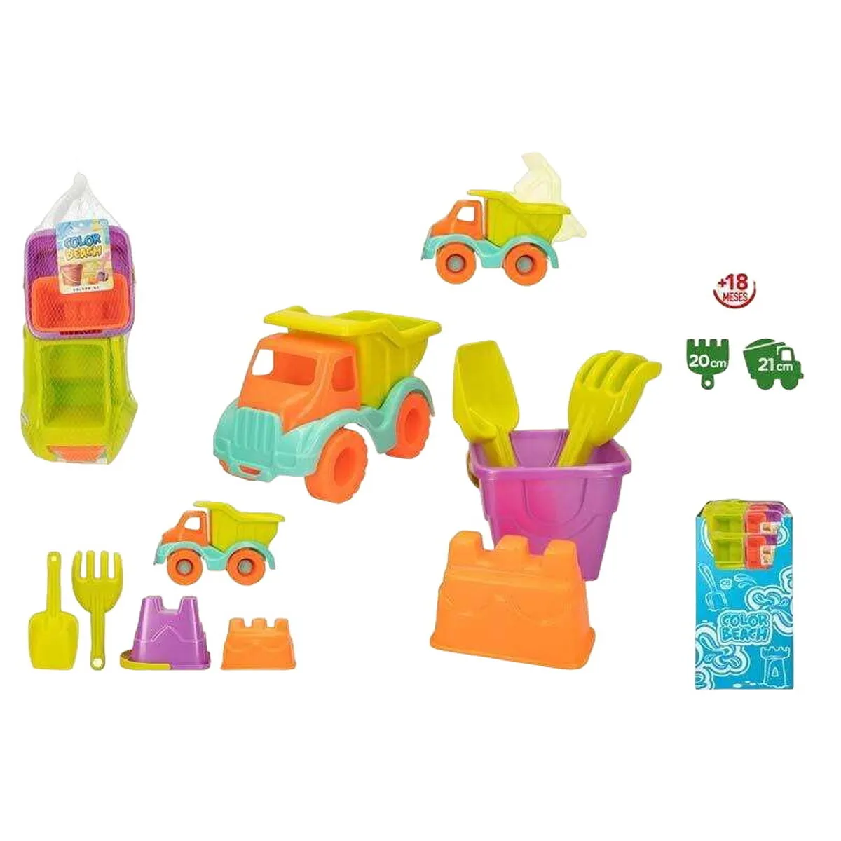 Set di giocattoli per il mare Colorbaby Camion Ribaltabile 21 cm 5 Pezzi