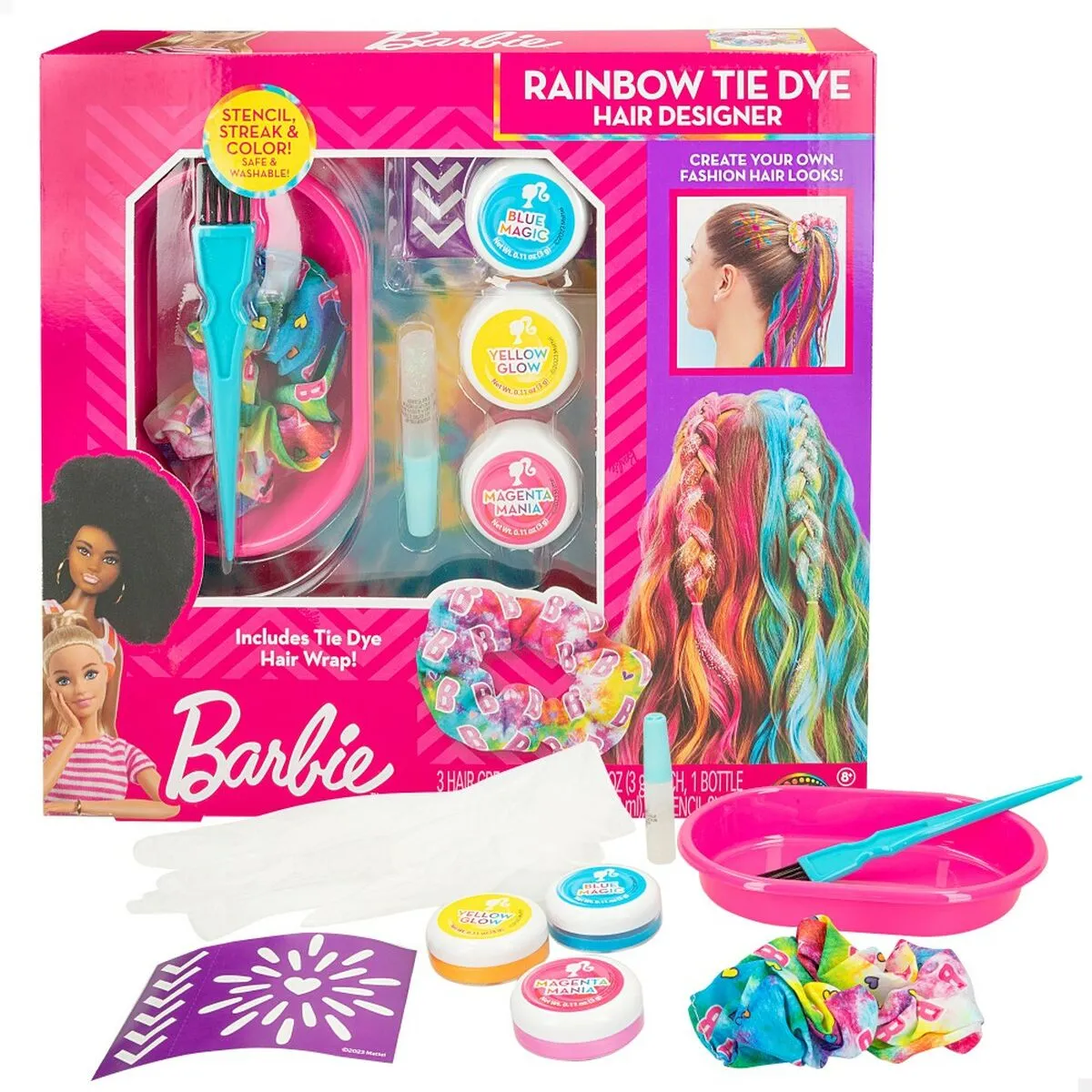 Set per Capelli Barbie Rainbow Tie Capelli con riflessi Multicolore