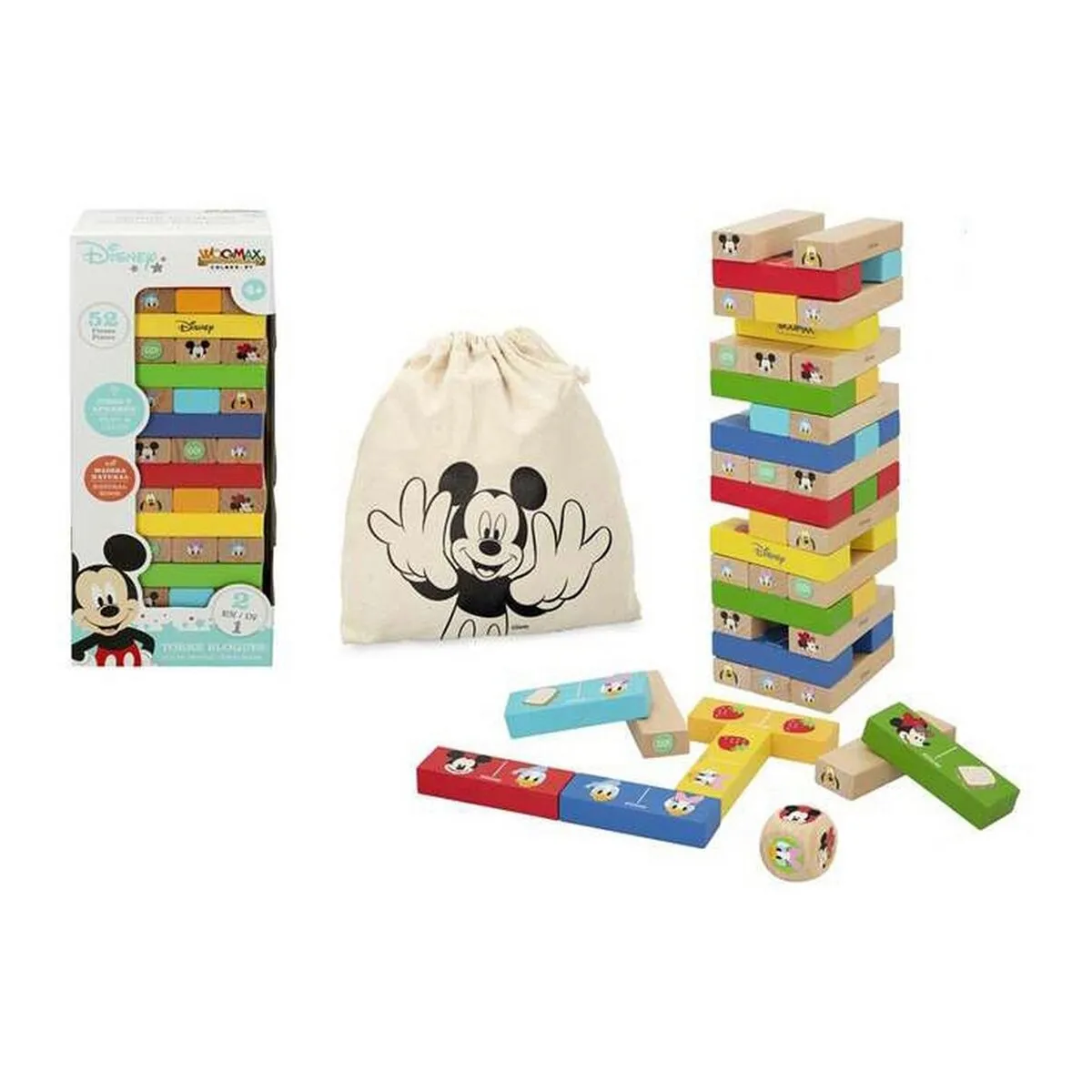 Blocchi Impilabili Disney Mickey 52 Pezzi Legno Plastica