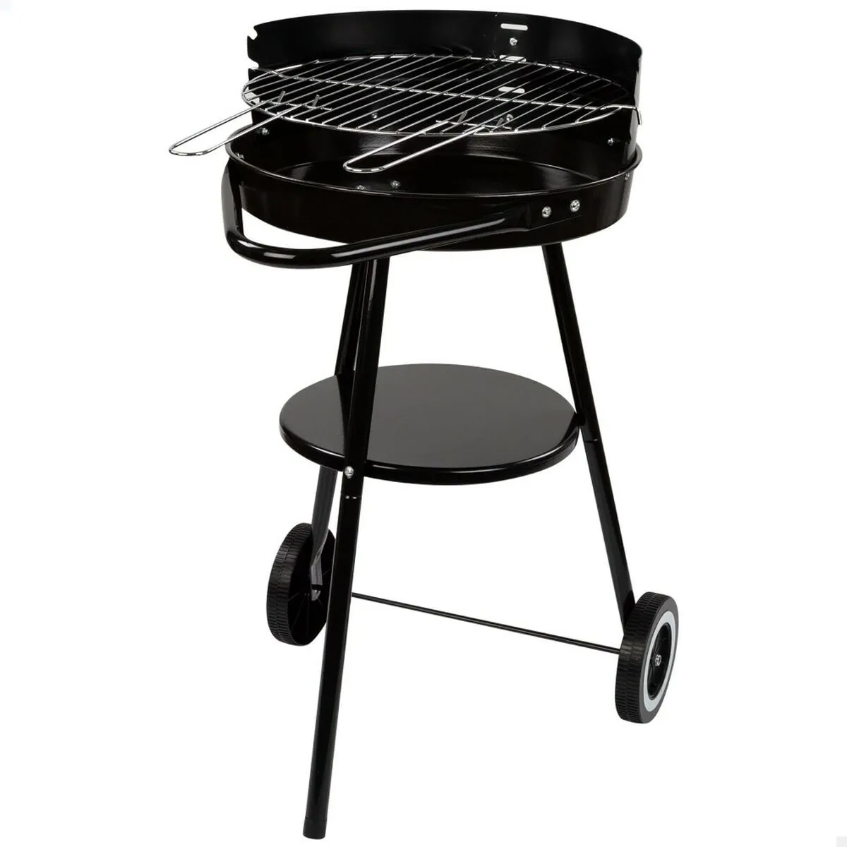 Barbecue a Carboni con Ruote Aktive Nero 42 x 76,5 x 42 cm